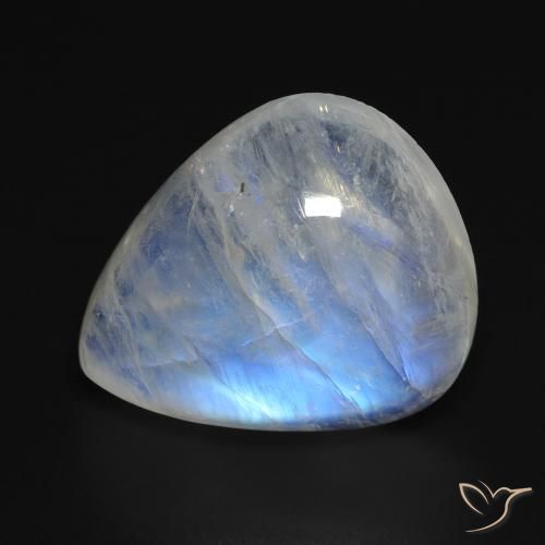 Piedra lunar arcoíris Blanco azulado natural de 12.82 ct, En forma de pera, Transparente