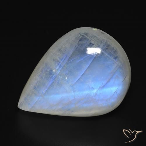 18.15ct Natural Blanco azulado Piedra lunar arcoíris, En forma de pera, Transparente