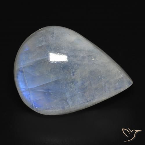 Piedra lunar arcoíris Blanco azulado natural de 18.15 ct, En forma de pera, Transparente