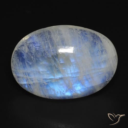 14.74ct Natural Blanco azulado Piedra lunar arcoíris, Ovalada, Transparente