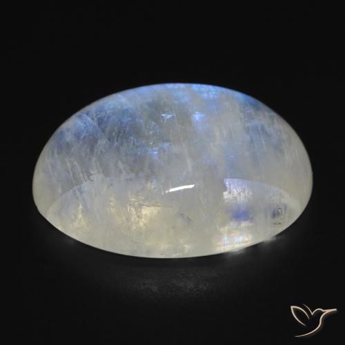 Piedra lunar arcoíris Blanco azulado natural de 14.74 ct, Ovalada, Transparente