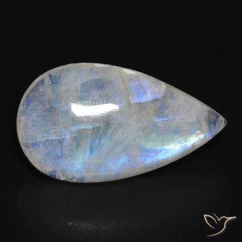 16.44ct Natural Blanco azulado Piedra lunar arcoíris, En forma de pera, Transparente