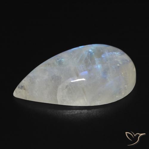 Piedra lunar arcoíris Blanco azulado natural de 16.44 ct, En forma de pera, Transparente