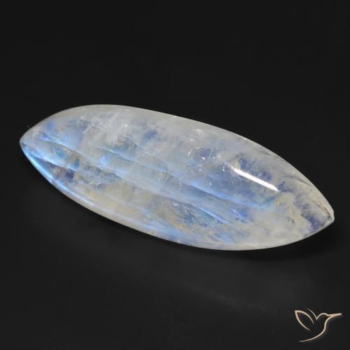 Piedra lunar arcoíris Blanco azulado natural de 33.16 ct, Marquesa, Transparente