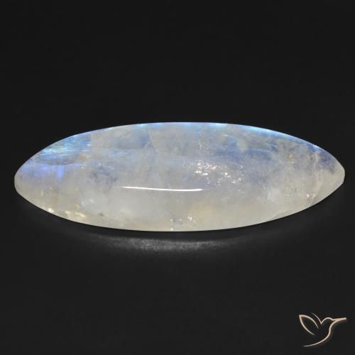 Piedra lunar arcoíris Blanco azulado natural de 33.16 ct, Marquesa, Transparente