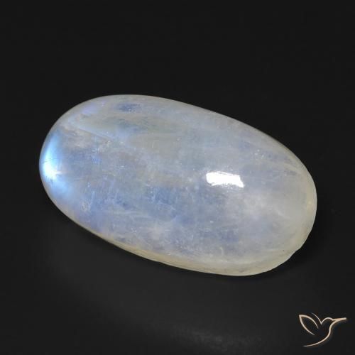 Piedra lunar arcoíris Blanco azulado natural de 13.19 ct, Ovalada, Transparente
