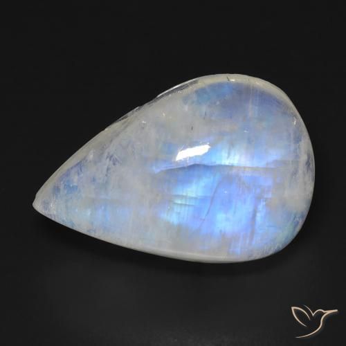 16.35ct Natural Blanco azulado Piedra lunar arcoíris, En forma de pera, Transparente
