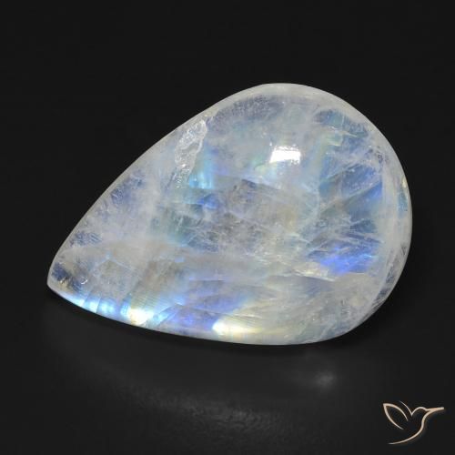 13.11ct Natural Blanco azulado Piedra lunar arcoíris, En forma de pera, Transparente