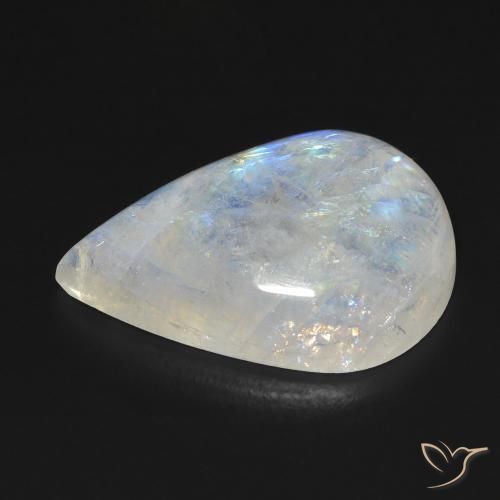 Piedra lunar arcoíris Blanco azulado natural de 13.11 ct, En forma de pera, Transparente
