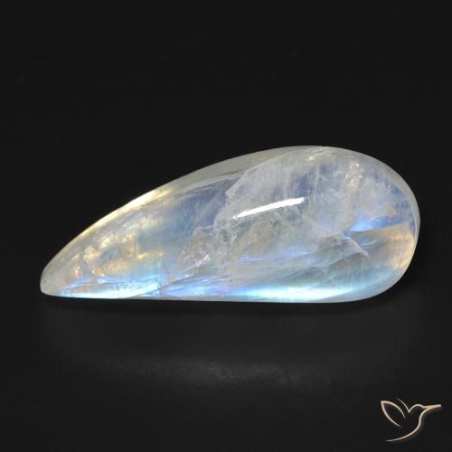11.93ct Natural Blanco azulado Piedra lunar arcoíris, Elegante, Transparente