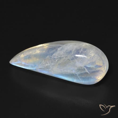 Piedra lunar arcoíris Blanco azulado natural de 11.93 ct, Elegante, Transparente