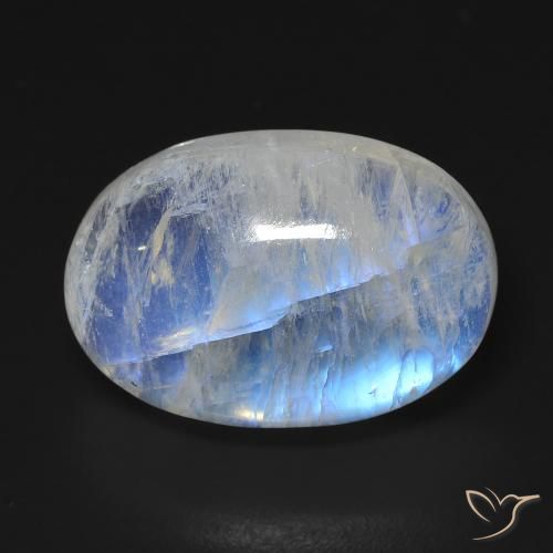 15.76ct Natural Blanco azulado Piedra lunar arcoíris, Ovalada, Transparente