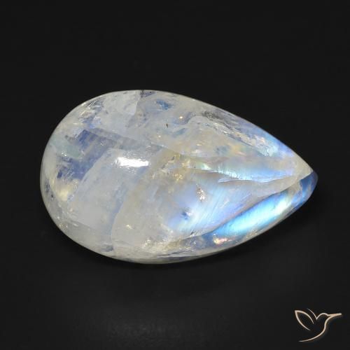13.06ct Natural Blanco azulado Piedra lunar arcoíris, En forma de pera, Transparente