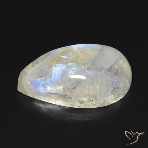 Piedra lunar arcoíris Blanco azulado natural de 13.06 ct, En forma de pera, Transparente