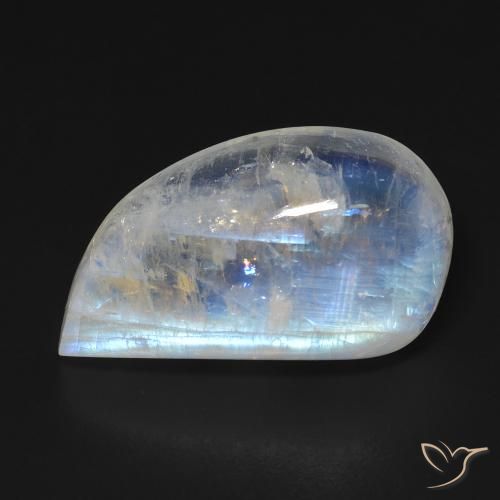 14.35ct Natural Blanco azulado Piedra lunar arcoíris, Elegante, Transparente