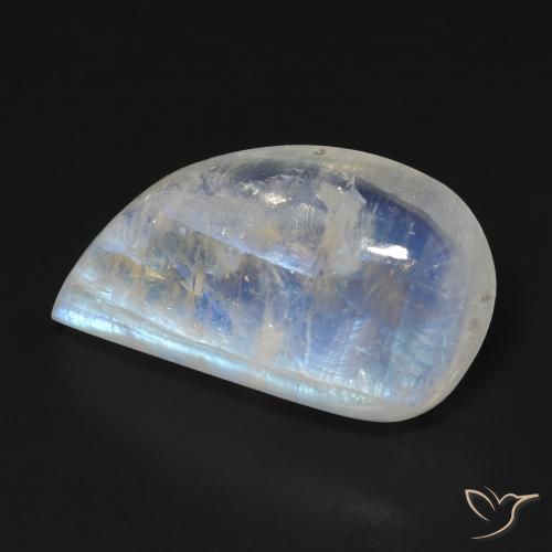 Piedra lunar arcoíris Blanco azulado natural de 14.35 ct, Forma elegante, Transparente