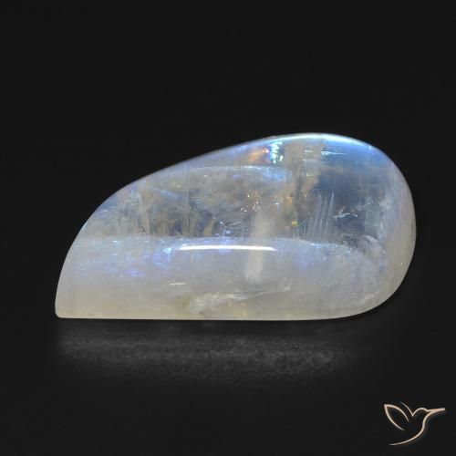 Piedra lunar arcoíris Blanco azulado natural de 14.35 ct, Forma elegante, Transparente