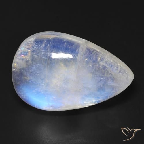19.00ct Natural Blanco azulado Piedra lunar arcoíris, En forma de pera, Transparente