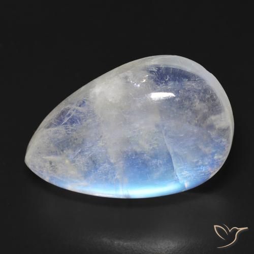 Piedra lunar arcoíris Blanco azulado natural de 19.00 ct, En forma de pera, Transparente