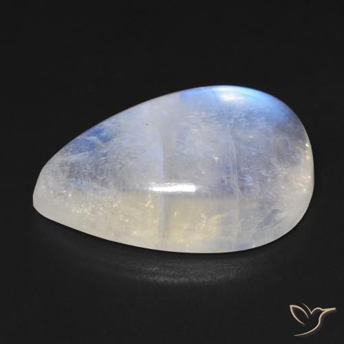 Piedra lunar arcoíris Blanco azulado natural de 19.00 ct, En forma de pera, Transparente