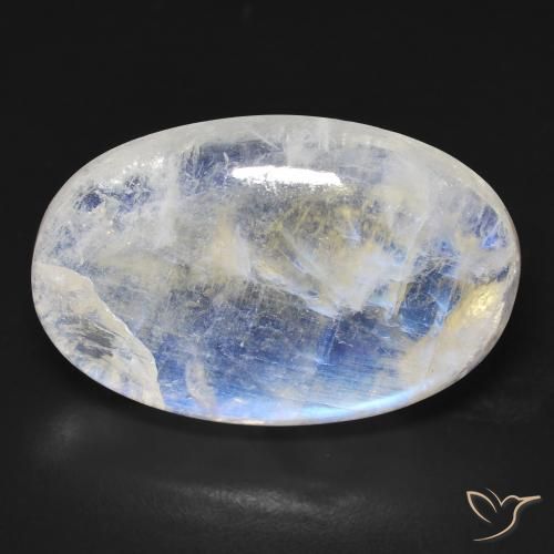 21.32ct Natural Blanco azulado Piedra lunar arcoíris, Ovalada, Transparente
