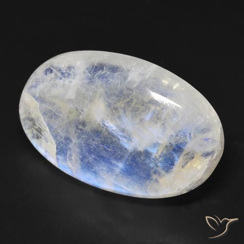 Piedra lunar arcoíris Blanco azulado natural de 21.32 ct, Ovalada, Transparente