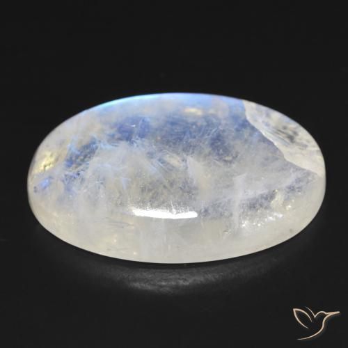 Piedra lunar arcoíris Blanco azulado natural de 21.32 ct, Ovalada, Transparente