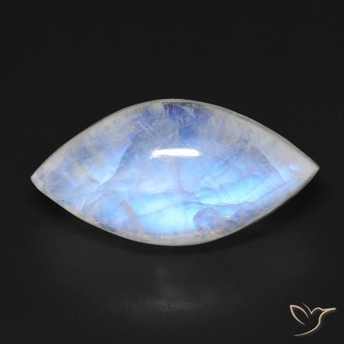 13.68ct Natural Blanco azulado Piedra lunar arcoíris, Marquesa, Transparente