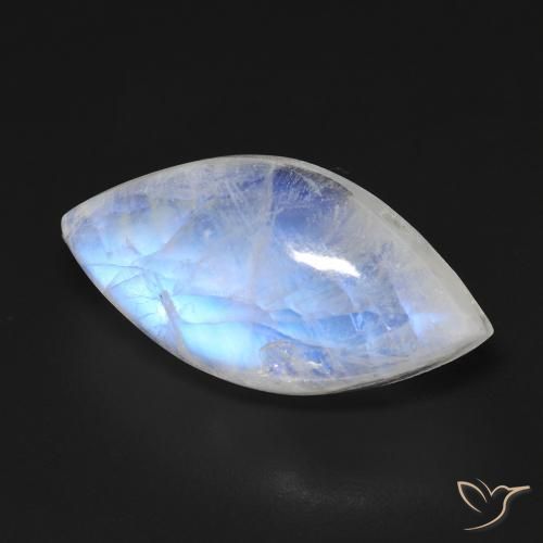 Piedra lunar arcoíris Blanco azulado natural de 13.68 ct, Marquesa, Transparente
