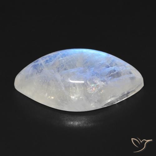 Piedra lunar arcoíris Blanco azulado natural de 13.68 ct, Marquesa, Transparente
