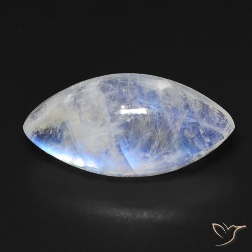 10.03ct Natural Blanco azulado Piedra lunar arcoíris, Marquesa, Transparente