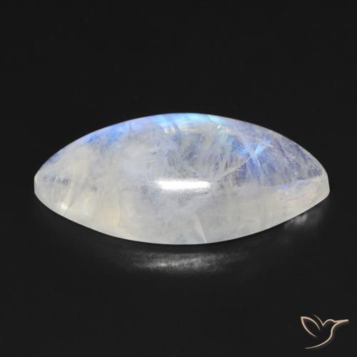 Piedra lunar arcoíris Blanco azulado natural de 10.03 ct, Marquesa, Transparente