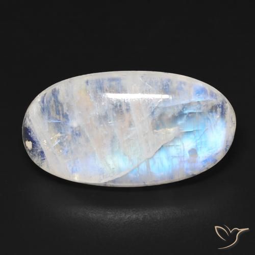 13.18ct Natural Blanco azulado Piedra lunar arcoíris, Ovalada, Transparente
