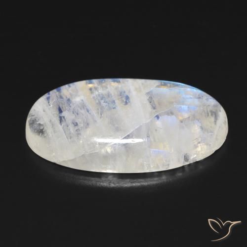 Piedra lunar arcoíris Blanco azulado natural de 13.18 ct, Ovalada, Transparente