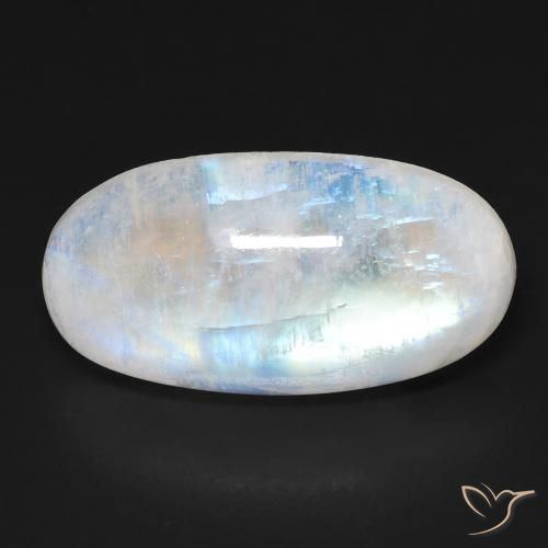 11.77ct Natural Blanco azulado Piedra lunar arcoíris, Ovalada, Transparente
