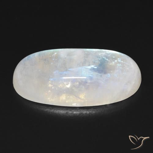 Piedra lunar arcoíris Blanco azulado natural de 11.77 ct, Ovalada, Transparente