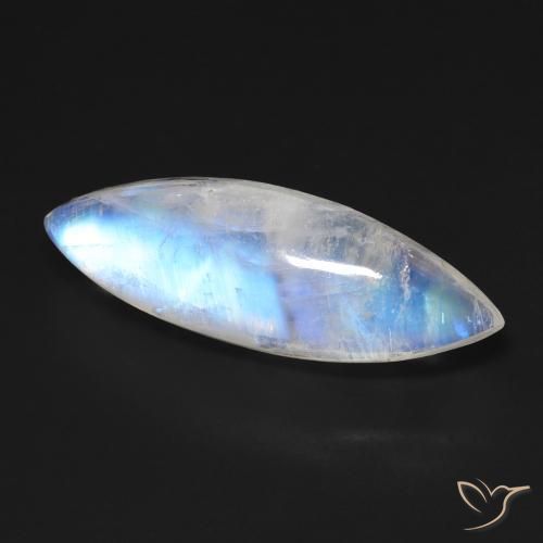 Piedra lunar arcoíris Blanco azulado natural de 12.50 ct, Marquesa, Transparente