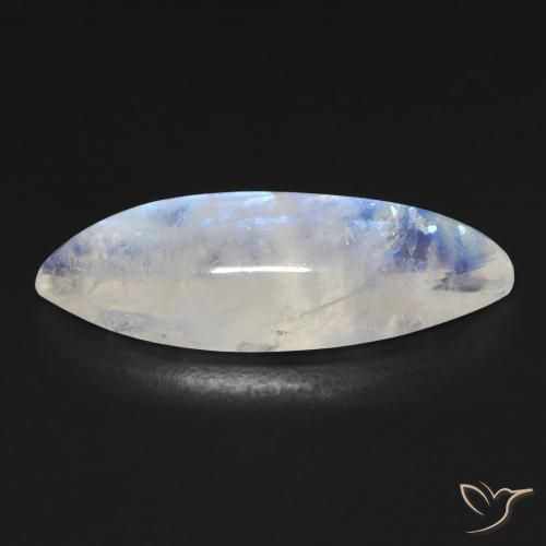 Piedra lunar arcoíris Blanco azulado natural de 12.50 ct, Marquesa, Transparente