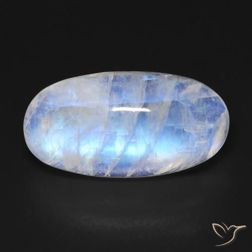 14.37ct Natural Blanco azulado Piedra lunar arcoíris, Ovalada, Transparente