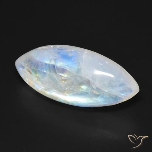 Piedra lunar arcoíris Blanco azulado natural de 12.26 ct, Marquesa, Transparente