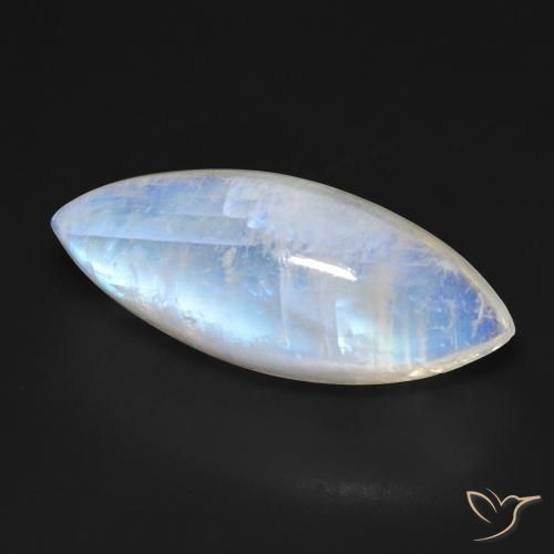 Piedra lunar arcoíris Blanco azulado natural de 18.46 ct, Marquesa, Transparente