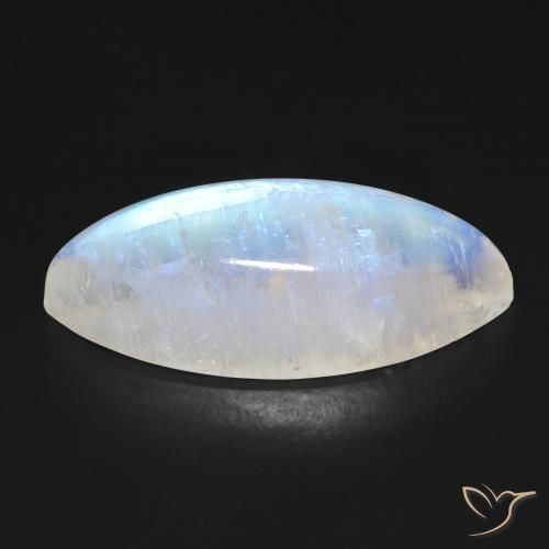Piedra lunar arcoíris Blanco azulado natural de 18.46 ct, Marquesa, Transparente