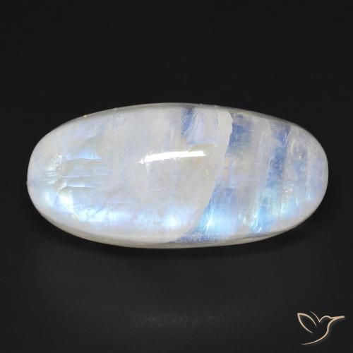 21.21ct Natural Blanco azulado Piedra lunar arcoíris, Ovalada, Transparente