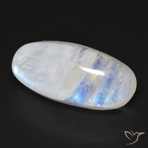 Piedra lunar arcoíris Blanco azulado natural de 21.21 ct, Ovalada, Transparente