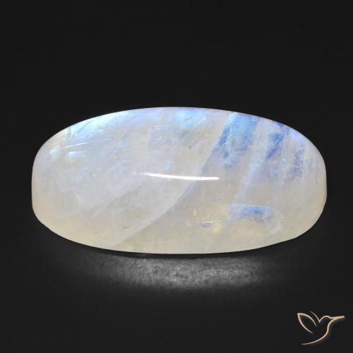 Piedra lunar arcoíris Blanco azulado natural de 21.21 ct, Ovalada, Transparente
