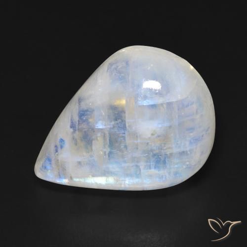 Piedra lunar arcoíris Blanco azulado natural de 20.29 ct, En forma de pera, Transparente