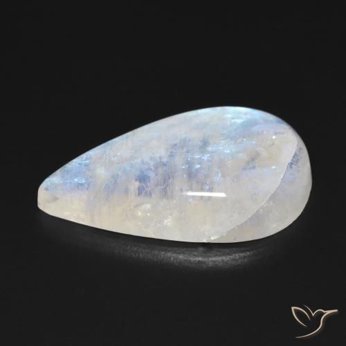 Piedra lunar arcoíris Blanco azulado natural de 11.76 ct, En forma de pera, Transparente