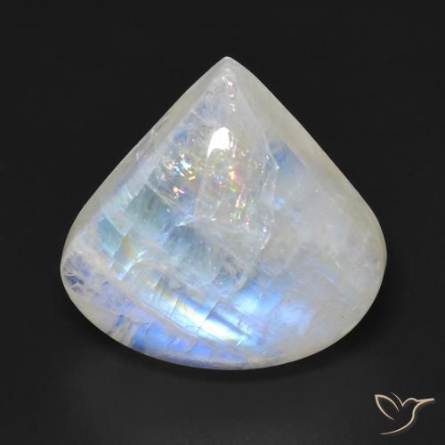 12.84ct Natural Blanco azulado Piedra lunar arcoíris, En forma de pera, Transparente