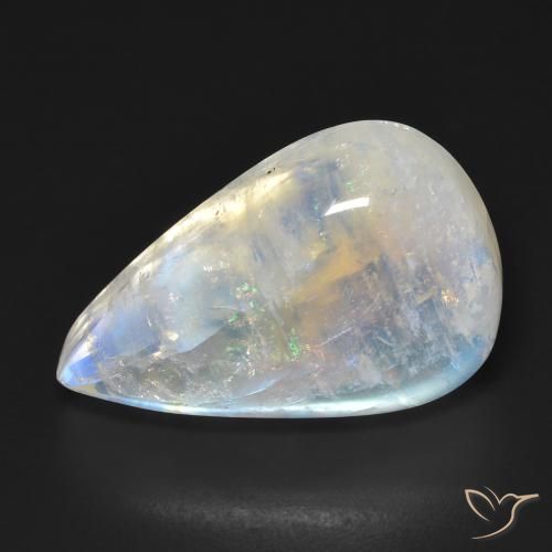 Piedra lunar arcoíris Blanco azulado natural de 23.12 ct, En forma de pera, Transparente