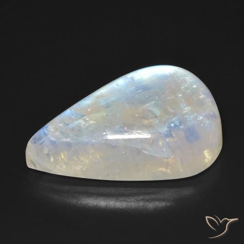 Piedra lunar arcoíris Blanco azulado natural de 23.12 ct, En forma de pera, Transparente
